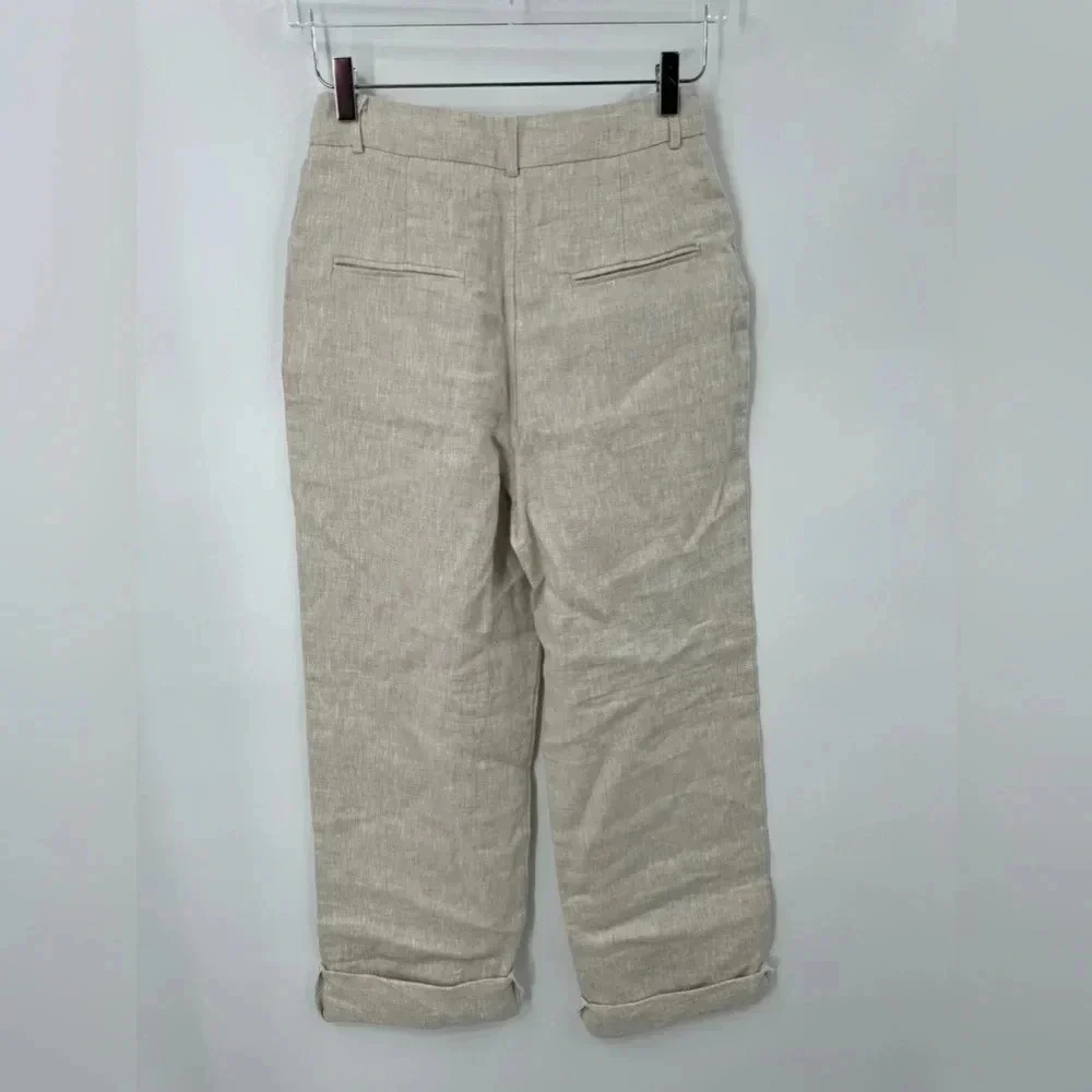 NEW Reformation Mason Wide Linen Trousers Size 6 B2228